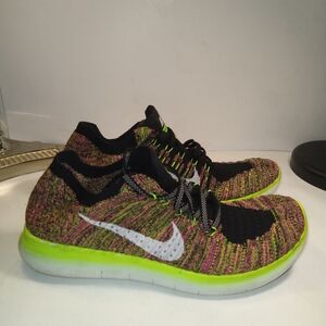 Nike Free RN Flyknit Multicolor Running Shoes Women's sz 9.5.